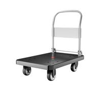 FoldingCart4Wheel Trolley with Quiet Wheels Plastic Platform Ideal for Warehouse & Material Handling