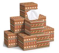 FoldTier 10 Pack Christmas Facial Tissue Cube Boxes Retro Winter Square Cube Boxes 50 Sheets 3 Ply Rustic Xmas Bells Snowflakes Tissues Cover for Winter Christmas Holiday Office Car Accessories