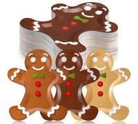 FoldTier 100 Pcs Christmas Paper Plates Gingerbread Man Shape Christmas Disposable Dinnerware Xmas Gingerbread Party Supplies Winter Holiday Appetizer Plates Decorative Tableware for Dessert, 9.8 Inch