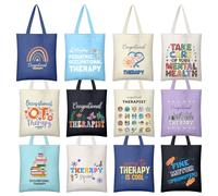 FoldTier 12 Pcs Occupational Therapy Gifts Appreciation Canvas Tote Bags for Women Reusable Grocery Bags OT Month Christmas Inspirational Gifts for Occupational Therapist
