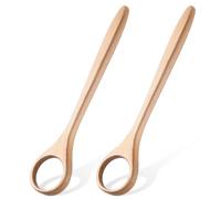 FoldTier 2 Pcs 12 Inch Wooden Sourdough Spatula Bread Mixing Stir Stick Spurtle Dough Whisk with Circle Wood Kitchen Bread Whisking Tool for Mixing Sourdough Starter Pizza Eggs Liquid