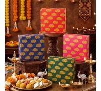 FoldTier 24 Pcs Sweet Indian Boxes Ganesh Chaturthi India Return Gift Boxes for Pooja Lotus Shravana Lights Birthday Party Favors for Diwali Wedding Sankranti Cookies Mithai(Lotus,5.5 x 5.5 x 2 Inch)