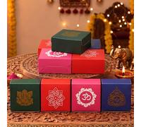 FoldTier 24 Pcs Sweet Indian Boxes India Return Gift Boxes for Pooja Lotus Shravana Lights Birthday Party Favors for Diwali Housewarming Wedding Sankranti for Cookies Mithai (Ganesh,3 x 3 x 1.4 Inch)