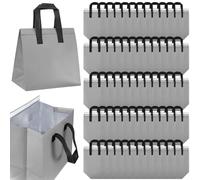 FoldTier 300 Pcs Insulated Take Away Bags Bulk Thermal Insulation Food for Coffee Milk Tea Hot Cold Food Fresh Seafood Cooler Pizza Delivery Bags for Catering Restaurant Grocery (Grey)