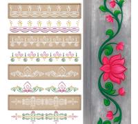 FoldTier 4 Pcs 12 Inch Diwali Rangoli Stencils Wooden DIY Sand Art Making Kit Lotus Elephant Peacock Stencils Varalakshmi Pooja Diwali Items for Indian Onam Festival Home Decor(Lotus)