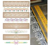 FoldTier 4 Pcs 12 Inch Diwali Rangoli Stencils Wooden DIY Sand Art Making Kit Lotus Elephant Peacock Stencils Varalakshmi Pooja Diwali Items for Indian Onam Festival Home Decor(Flora)