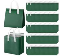 FoldTier 50 Pcs Insulated Take Away Bags Bulk Thermal Insulation Food Bags for Coffee Milk Tea Hot Cold Fresh Food Seafood for Catering Restaurant Grocery (9.45x9.45x5.91inch,Dark Green)