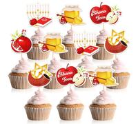 FoldTier 50 Pcs Rosh Hashanah Decorations Jewish New Year Cake Topper Dessert Cupcake Treat Picks Birthday Party Table Decor