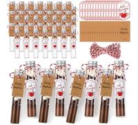 FoldTier 50 Set Christmas Hot Chocolate Favors for Guest 1 oz Glass Test Tubes with Merry Christmas Tag Red White Rope and Hot Chocolate Sticker for Xmas Holiday Party Gift Stocking Stuffers
