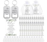 FoldTier 50 Sets Wedding Gifts for Guests Bottle Opener Keychain Thank You Cards Organza Bag Wedding Favors Bridal Shower