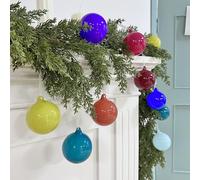 FoldTier 9 Pcs 3 Inch Opaque Glass Christmas Ball Ornament Set Christmas Tree Decoration Hanging Multi Solid Color Hand Made Ball for Xmas Tree Wreath Home Decor Wedding (Warm Color)