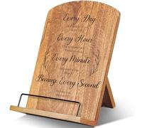 FoldTier Bible Verse Cookbook Stand for Your Kitchen Counter - Wood Book Holder Keeps Cook or Recipe Books Open for Convenient Cooking - Christian Gift Fits Tablet and Enhances Kitchen Decoration