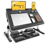 FoldWise 2-in-1 Bed Table & Lap Desk - Soft Cushions, Adjustable Height & Angle, Foldable with Wrist Rest, Tablet Holder, Edge Stopper & Laptop Table Non-Slip Leather, Ideal for Bed Desk, Sofa & Chair