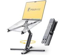 FoldWise X Premium Laptop Stand for Desk - 100% Aluminium, Portable & 360° Rotating - Adjustable Height & Angles Laptop Riser - Sturdy & Foldable MacBook Stand Compatible with All 11-18” Devices