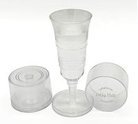 FoldyCups.com Travel Wine / Champagne Glasses (Set of 2) - Clear Plastic Portable / Collapsible Flute Style Cup For Picnics, Camping And Boozing On The Go