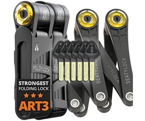 FoldyLock Forever Folding Bike Lock Set - 2 Matching Bike Locks with 6 Identical Keys - Patented Heavy Duty Anti Theft Bicycle Locks with Cases for Electric E-Bikes and City Bikes - 90 CM
