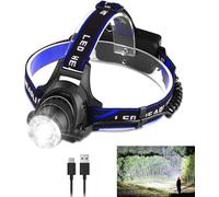 Foleto Head Torch USB Rechargeable Work Light, Head Lamp Led Super Bright 8000 High Lumen with 3 Modes, Zoomable, Waterproof Hand Tools for Camping/Running/Fishing/Biking/Hiking [Energy Class A++]