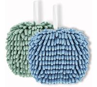 Foli Chenille Hand Towels Avocado Green And Light Blue Set of 2 Hand Towels Dry your hand instantly and easy to clean 2 Pack