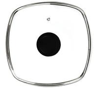 FOLI Square Glass Lid for Grill Pans with Steam Vent Hole - Fits Lodge Cast Iron Skillets 26.67cm - Square Tempered Glass Lid - Not Universal