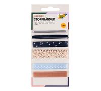 folia 12023 - Fabric Ribbons Mix "Blue Velvet" with 6 Different Ribbons in Blue,