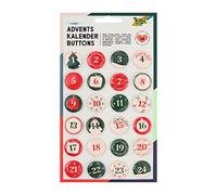 folia 1209 - Advent Calendar Buttons, Numbers from 1 to 24 for Attaching to Jute Bags or Gift Bags with Pins, for Numbering Gifts and Bags