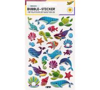 folia Sticker II with Underwater Motifs, with Textured Bubble Surface, Pack of 28, Ideal for Decorating Greeting Cards, Crafts and Scrapbooking, Colourful, One Size