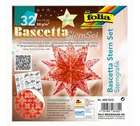 Folia 211/1010 Craft Set Bascetta Star Elegance Wildlife 32 Sheets 9.5 x 9.5 cm Finished Size of Paper Star Approx. 15 cm, with Detailed Instructions - Ideal, 409/1515