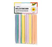 folia Pastel Wooden Sticks, Approx. 11.4 x 1 x 0.2 cm, Pack of 50 in 6 Different Colours with Rounded Ends, Ideal for Decorating, Crafting or Learning Numbers, ca. 11,4 x 1 x 0,2 cm