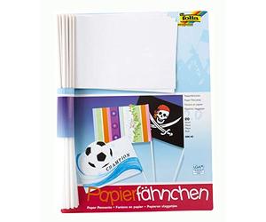 Folia 2372 Mini Paper Flags Rod Length 40 cm A5 Pack of 20 White