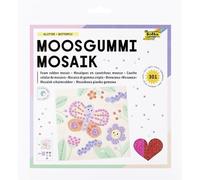 Folia 23811 Foam Rubber Mosaic Glitter Butterfly, 301-Piece Craft Set Consisting of One Motif Template and 300 Self-Adhesive Mosaic Stones Made of Glitter Felt in 5 Colours, Paper, Multicoloured
