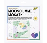 Folia 23812 Foam Rubber Mosaic Glitter Jungle Fever, 301-Piece Craft Set with Motif Template and 300 Self-Adhesive Mosaic Stones Made of Glitter Felt in 5 Colours