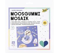 Folia 23813 Foam Rubber Mosaic Glitter Space Sloth, 301-Piece Craft Set Consisting of One Motif Template and 300 Self-Adhesive Mosaic Stones Made of Glitter Felt in 5 Colours, Paper, Multicoloured