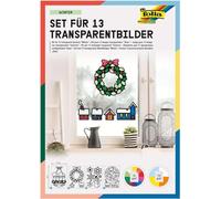 folia 23822 Transparent Winter Design Set for 13 Transparent Pictures for Making Colourful Window Pictures and Pendants for Trees and Shrubs