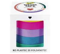 folia 26438 Washi Tape Made of Rice Paper Plain Basic Set of 5 10 m x 10 mm Ideal for Decorating and Decorating