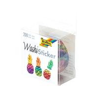 Folia 26501 Washi Stickers, Pre-Cut Shapes Made of Rice Paper, 200 Pieces on a Roll, Ideal for Decorating and Decorating, Colourful, One Size