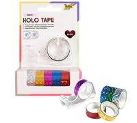 Folia 306 - Holographic Self-Adhesive Tape, 6 Rolls, Assorted Colours, 12 mm x 2