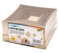 folia 3110 Cardboard Boxes in Natural Design, Pack of 12, in Various Sizes, Beautiful Gift Packaging for Individual Decorating and Designing, Ideal for Any Occasion