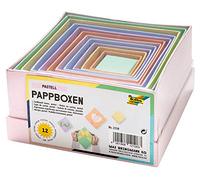 folia 3119 - Cardboard Boxes in Square Design, in Pastel Colours, Pack of 12, in Various Sizes, Beautiful Gift Packaging for Individual Decorating and Designing, Ideal for Any Occasion