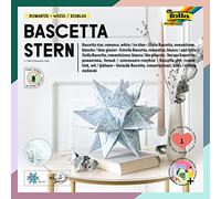 folia 402/1515 Craft Set Bascetta Star Winter Ornament White/Ice Blue, 32 Sheets, 15 x 15 cm, Finished Size of Paper Star Approx. 20 cm, with Detailed Instructions (English Language not Guaranteed),
