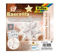 folia 410/1515 Bascetta Star Christmas Ornament Craft Set, White/Copper, 32 Sheets, 15 x 15 cm, Finished Size of Paper Star Approx. 20 cm, with Detailed Instructions (English language not guaranteed),