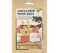 folia 41293 - Santa & Deer Paper Bags, 29-Piece Craft Set for 8 Paper Bags in Reindeer and Santa Design, Includes Craft Materials and Instructions