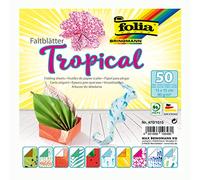 folia 470/1515 Folding Sheets Tropical 15 x 15 cm 80 g/m² 50 Sheets Assorted in 10 Designs Ideal for Beautiful Folding Figures and Shapes