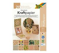 folia 48898 - Motif Pad Kraft Paper DIN A4 20 Sheets Assorted in 2 Grammages (120 and 230 g/m²) and 10 Designs for Crafts and Designing