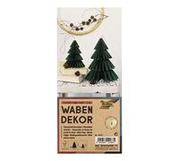 folia 49211 Classic Trees Honeycomb Set of 2 Height Approx. 20 and 13 cm, Foldable Christmas Decoration for Indoor use, Dark Green, S/M