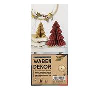 folia 49213 Honeycomb Berry Xmas Trees Pendant Set of 2 Height Approx. 20 and 13 cm, Foldable Christmas Decoration for Indoor use, red/Beige, S/M