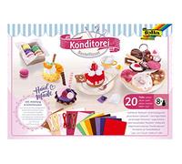 folia 51029 Craft Felt Set Pastry Shop 20 Pieces, Comprehensive Craft Set for Designing Grocery Shop Products Made of Felt, Includes Instructions and Sewing Pattern