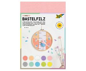 Folia 520495 Felt, fine Wool Quality, Sheets, 150 g/m², 20 x 30 cm, Assorted in 10 Pastel Colours, Glue Processing, Ideal for a Variety of Crafts