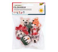 folia 5290 5290 Winter Animals Felt Balls - 5 Cute Animal Figurines Made of Felt Wool for Hanging Christmas Decoration - 3.5 cm Each - Multicoloured