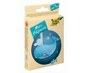 folia 52906 - Felt Sewing Set for Children's Mini Felt, Whale Pendant, 9 Pieces, Felt Sewing Set for Making a Self-Stitched Pendant