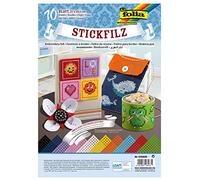 folia 530409 Embroidery Felt, 10 Sheets, 21 x 29.5 cm, Includes Embroidery Instructions